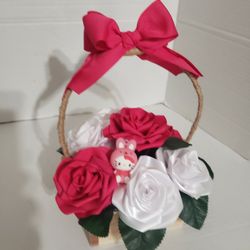 Wood Basket  Rosas Eternas