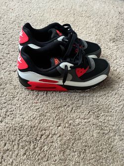 Nike Air Max 90 Black Red Sneakers  Size 8