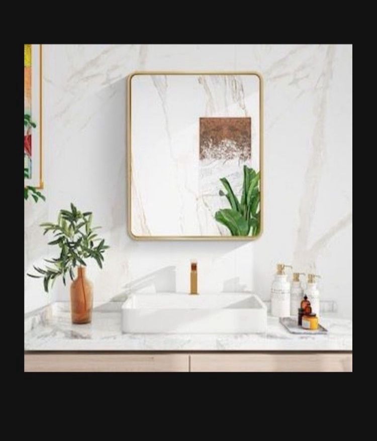 New Gold Classic 24 in. W x 30 in. H Rectangular Aluminium Recessed or Surface Mount Medicine Cabinet with Mirror
