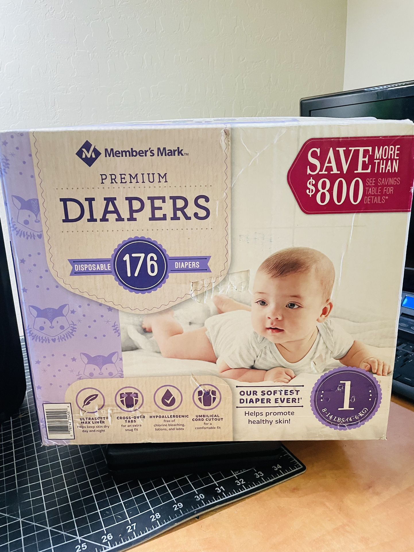 Member's Mark Premium Size 1 Diapers (Netcount 176 Diapers),, 176Count