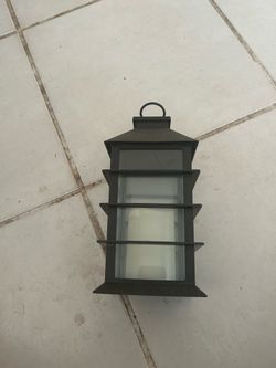 Black indoor/outdoor lantern with battery candle
