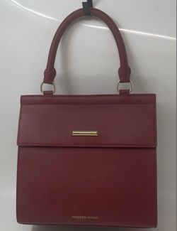 Modern Picnic Burgundy Structured Handbag