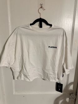Playboy White Cropped T-Shirt with Tags