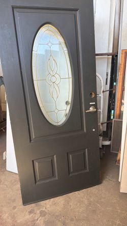 36 x 80 Solid, Wood Exterior Door with Lead Glass