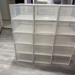 16 Clear Stackable Shoe Storage Boxes
