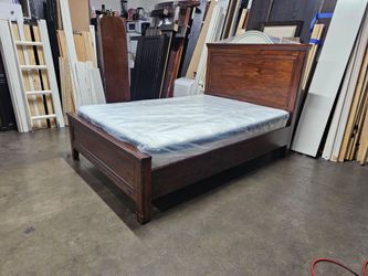 Full Dark Cherry Wood Panel Bed Frame