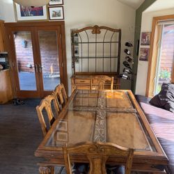 Dining Table, Chairs, Buffet/hutch/rack