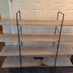 Industrial Wood and Metal Frame 4-Shelf Bookcase with Open Back