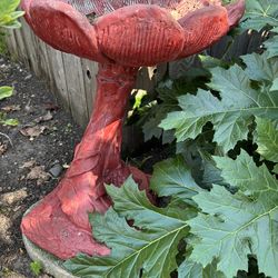 🕊️Vintage Red Concrete Bird Bath🕊️