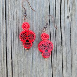 Sugar Skull Dia De Los Muertos Mexican Earrings 