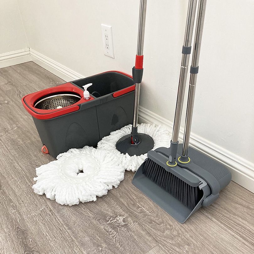 New ($30 Combo Set) Broom dustpan and spin mop with replacement mop heads