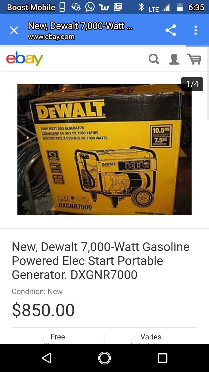 DeWalt dg7000e generator