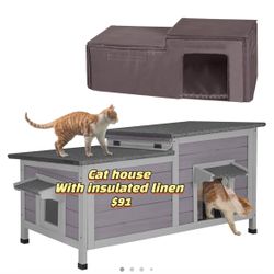 😀 Outdoor Cat House with Insulated Liner Feral Cat Shelter for Winter, Heated Cat House for Outdoor Cats - 100% Insulated…$91