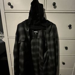 RSQ Button Up Plaid Hoodie 