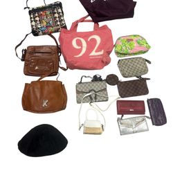 Lot of 16 mixed Women's purses, handbags,crossbody shoulder,valets,good Names