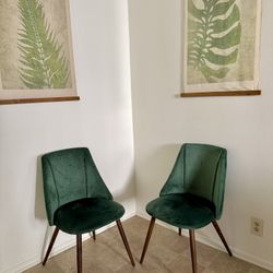 2 Green Velvet Chairs
