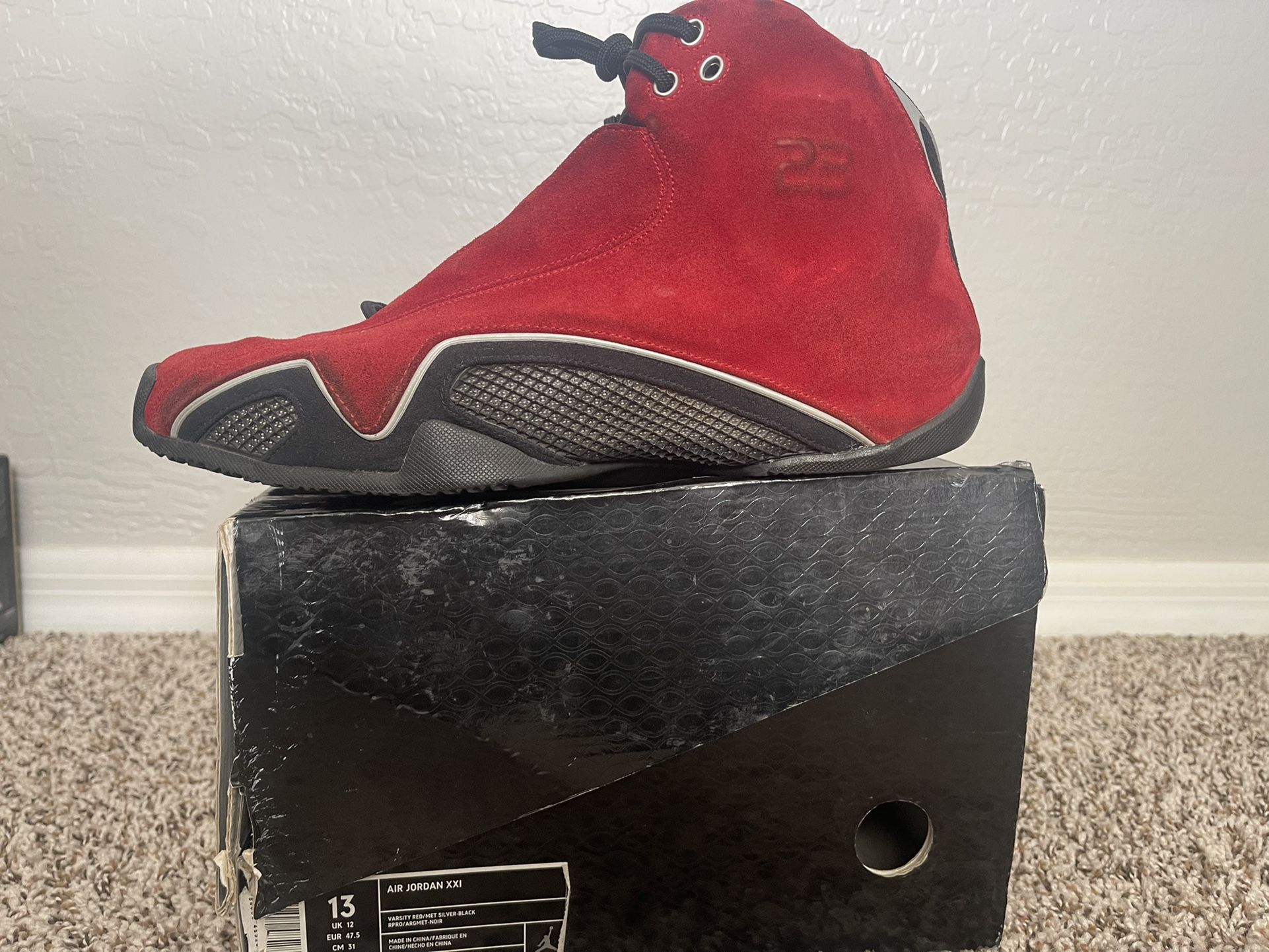 Nike Air Jordan XXI 21 Retro Red Suede Italian Suede 313495 602