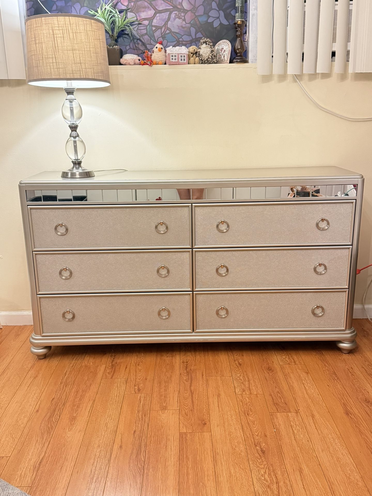 Platinum 6-Drawer Dresser β Elegant & Modern! 66"W x 18"D x 36"H