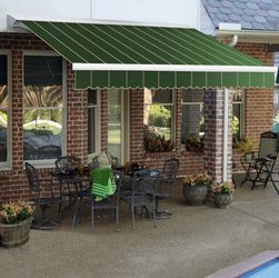 AWNTECH 8-Feet Destin LX with Hood Left Motor Remote/Retractable Awning, Pin