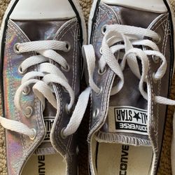 Silver Converse Girls 13 Like New