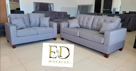 Gray Fabric Sofa and Loveseat Set
