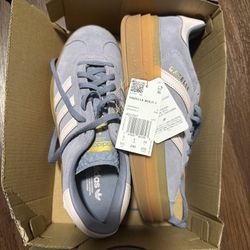 Adidas Gazelle Bold Womens Size 5.5 Platform Sneakers Shoes Blue Brown JQ1297