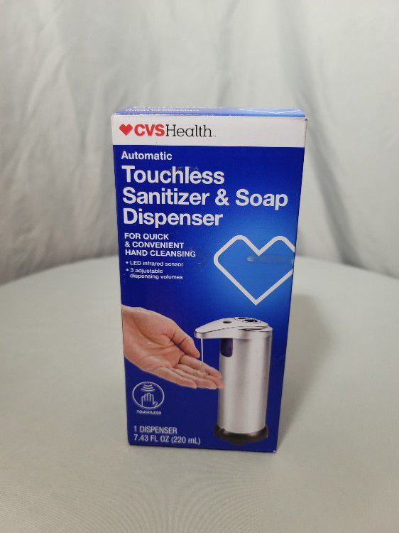 New Never Used - CVS Automatic Touchless Sanitizer & Soap Dispenser, LED Infrared Sensor, 3 Adjustable Dispensing Volume, Quick & Convenient