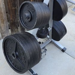 Troy Barbell Olympic Weight Set 530 Lbs with Weight Tree