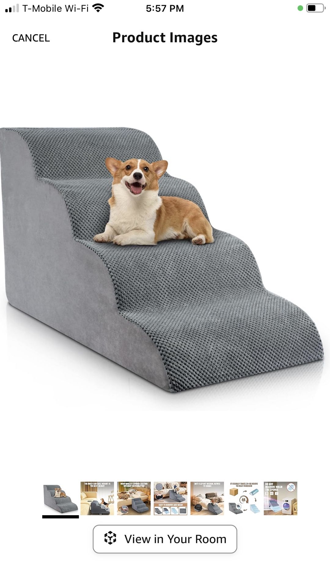Dog Stairs for High Beds, 4-Step Pet Stairs