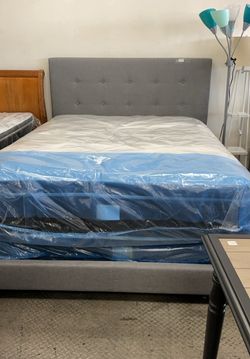 Queen Size Bed Frame Headboard Footboard With Mattress And Boxspring