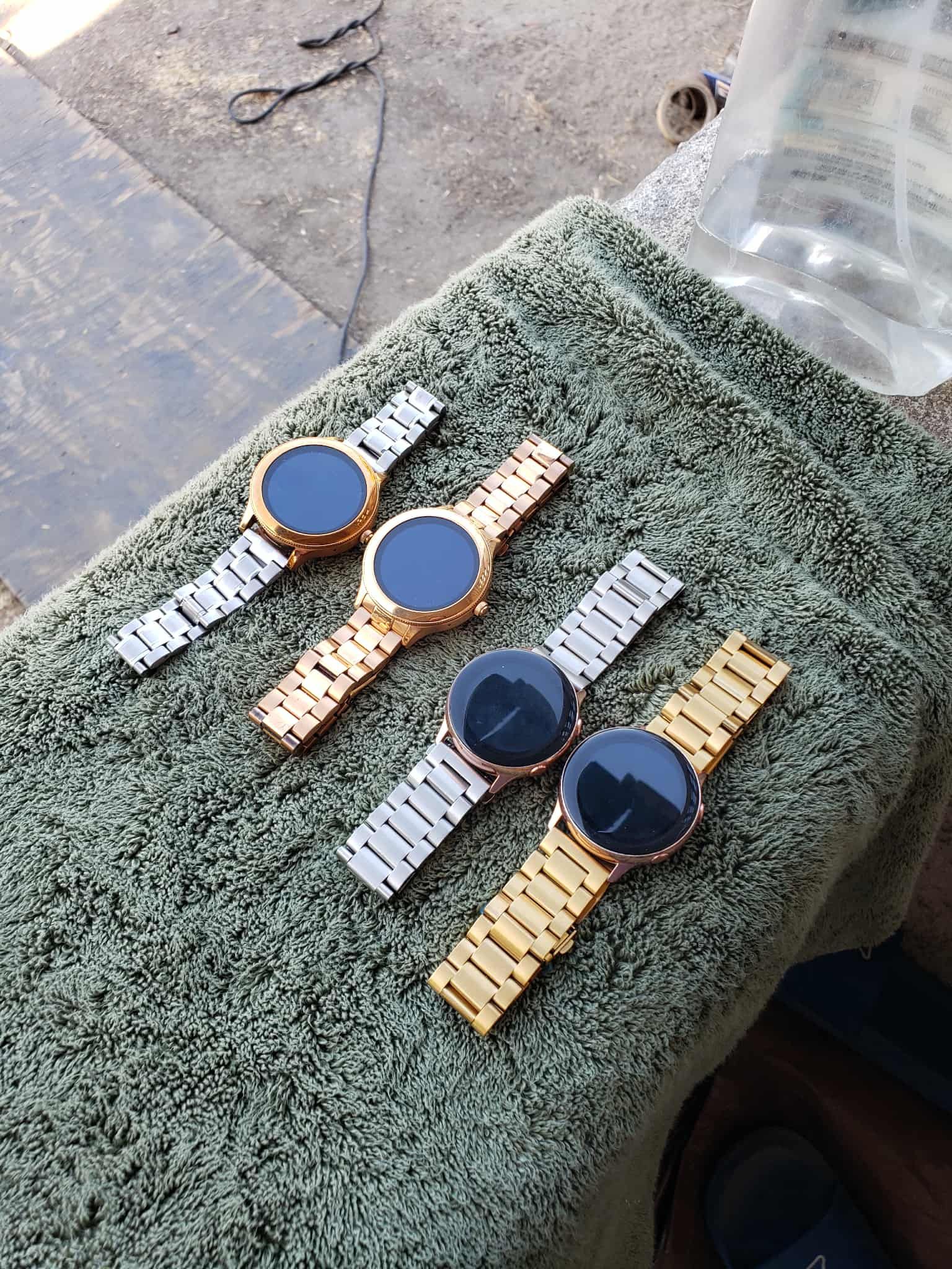 $100! Big Face 46mm Gold & Black Zeeker or Huawei 46mm Silver... $80! 40mm Small Face for Women. All pink & Gold. Pink & silver. All rose gold. Rose g