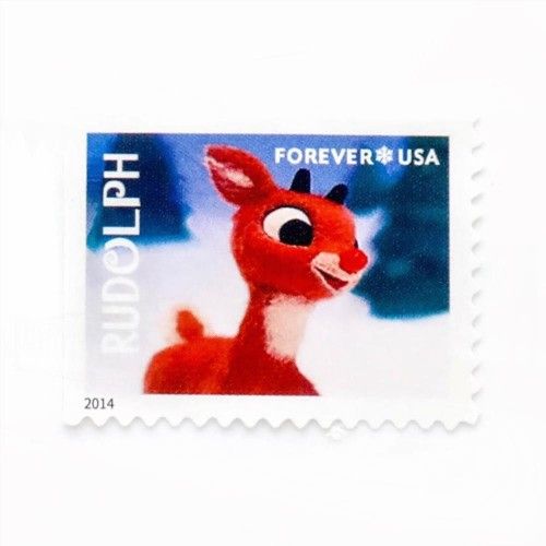 2014 US firstclass forever stamp rudolph the rednosed reindeer