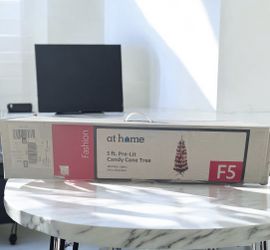 At Home 5 ft. Pre-Lit Candy Cane Tree
