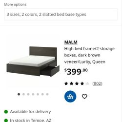 Bed Frame - Queen - Ikea Malm w/ 4 Storage Boxes