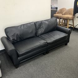 Loveseat Sofa Couch- Black - Faux Leather 