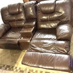 Leather Loveseat Recliner—Brand New!