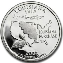 2002 Silver Proof Quarter Louisiana