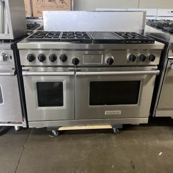 Wolf 48”Wide Dual Fuel range Stove Stainless Steel With Grill