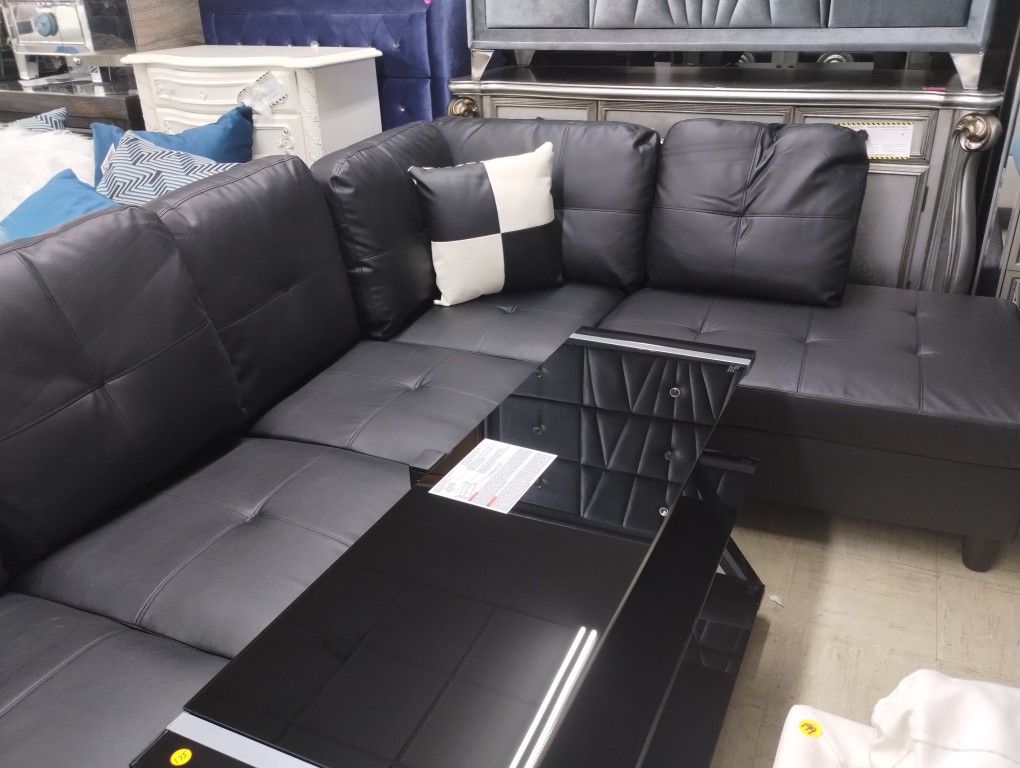 Faux Leather Sectional 
