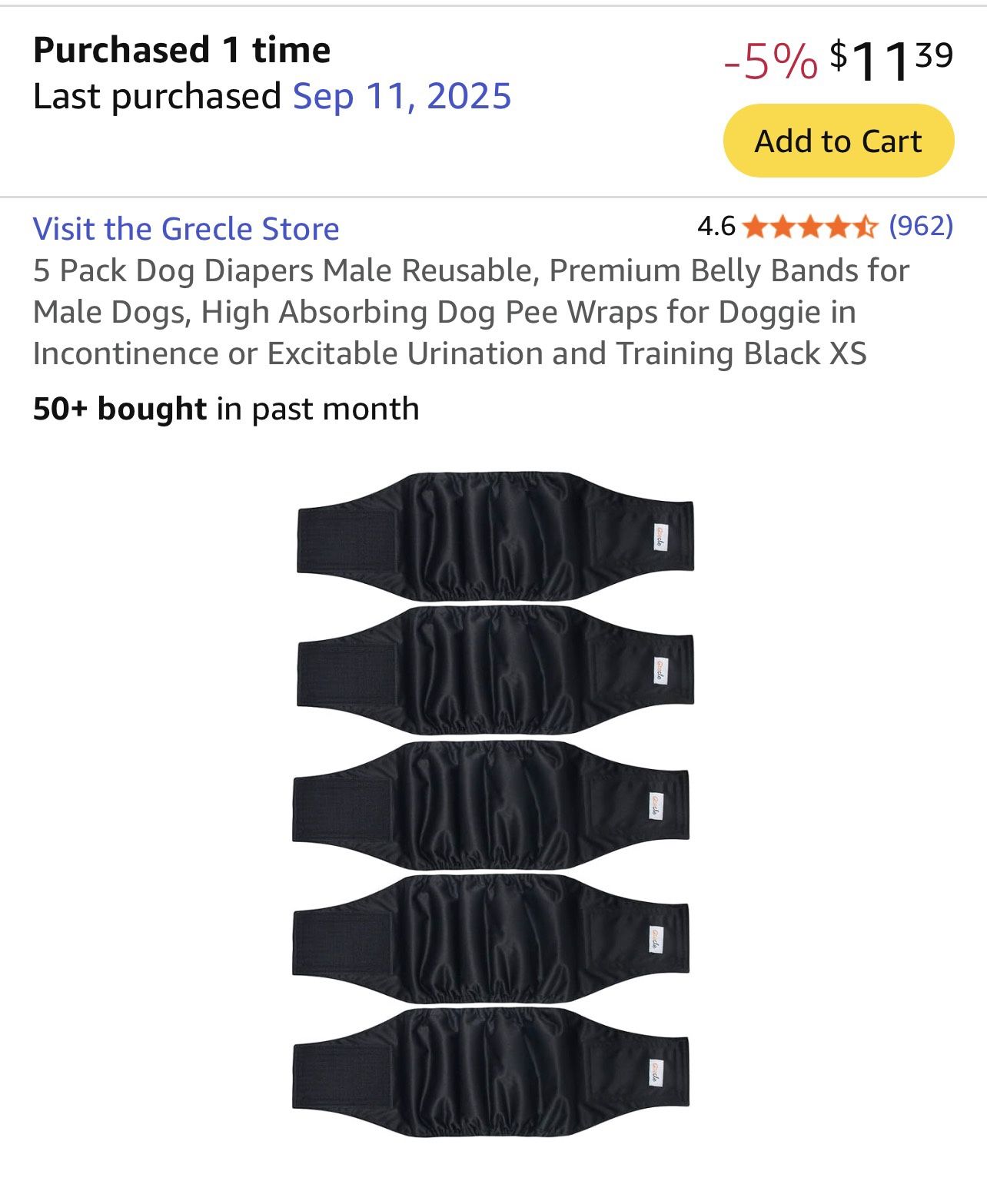 Reusable Dog Diaper (Belly Band For males)