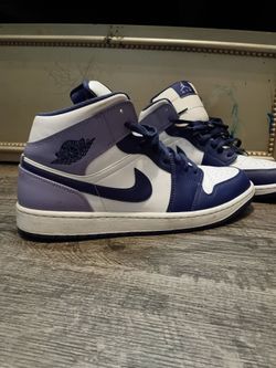Air Jordan 1 Mid White Navy Purple Sneakers – Men’s Size 12