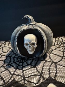 Halloween Skeleton and Pumpkin Decor