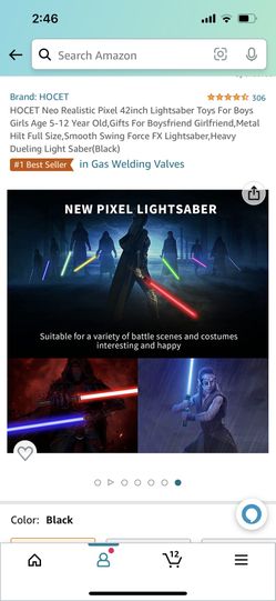 HOCET Neo Realistic Pixel 42inch Lightsaber Toys For Boys Girls Age 5-12 Year Old,Gifts For Boysfriend Girlfriend,Metal Hilt Full Size,Smooth Swing Fo