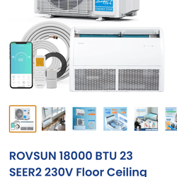 ROVSUN 18000 BTU 23 SEER2 230V Floor Ceiling Mini Split AC with Heat