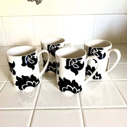 4 Coffee Mugs Martha Stewart Lisbon Pattern 