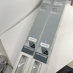 Brand New 2 Pack White Cordless 1" Light Filtering Vinyl Mini Blinds 46" W x 64" L  46X64