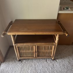 MCM VINTAGE RATTAN/BAMBOO/WICKER BEVERAGE CART (bar/coffee) and/or BANQUET CART