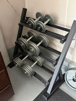 Dumbbells and rack