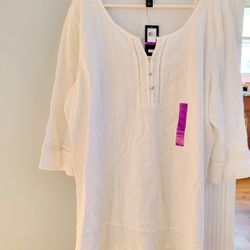 White 100% Cotton Women's Top Tunic XXL