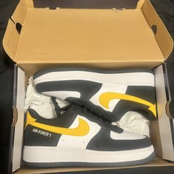 Nike Air Force 1 ‘07 LV8 Black/Dark Sulfur-White-Black Noir/Blanc/Noir/Sulfur Foncee Size 12.5